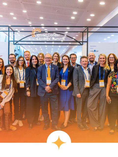 Diverse group of organisation staff with orange hue