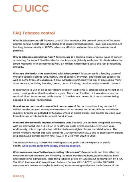 FAQ tobacco control