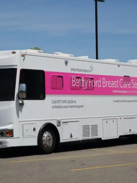 Pink bus for mammograms