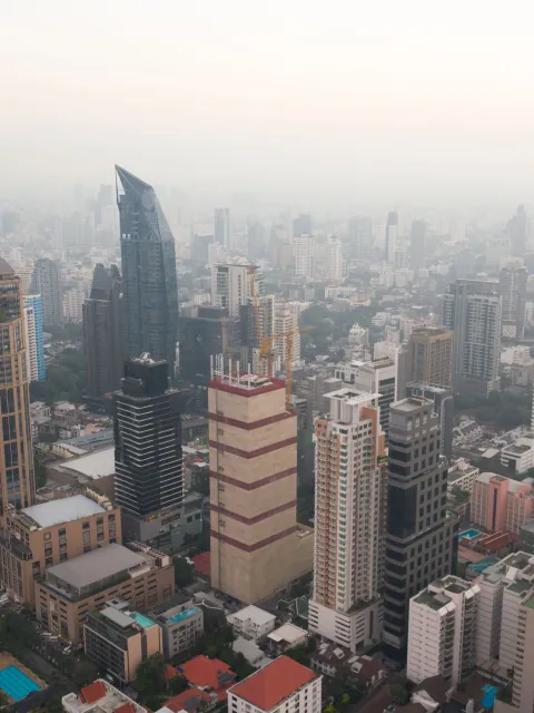 Photo of Bangkok skyline with haze