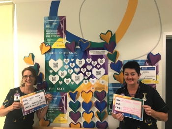 Nurses in Townsville, Australia, promoting World Cancer Day