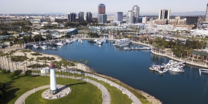Aerial view of Long Beach, California, where UICC's 2023 World Cancer Leaders' Summit will take place.