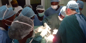 Dr Ben Anderson, who leads WHO's Global Breast Cancer Initiative in an operating room in Ghana.