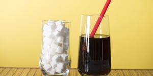 An illustration of how much sugar a soda contains.