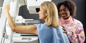 Women getting a mammogram