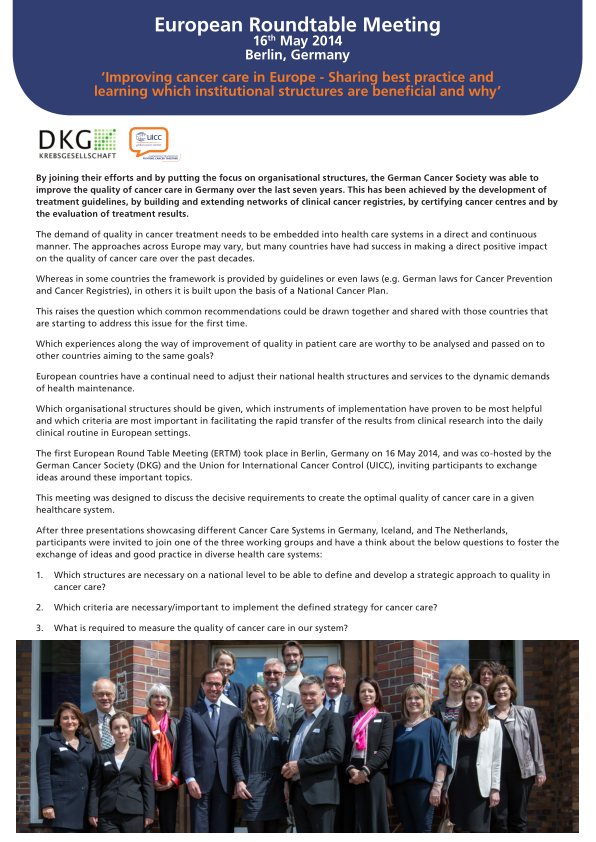 1st European Roundtable Meeting Report Out Now Uicc 1st European Roundtable Meeting Report, Best Roundtable Questions